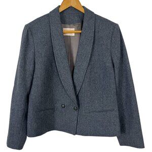 Pendleton Vintage 100% Virgin Wool Grey Blazer Jacket Women Sz 14 USA Academia